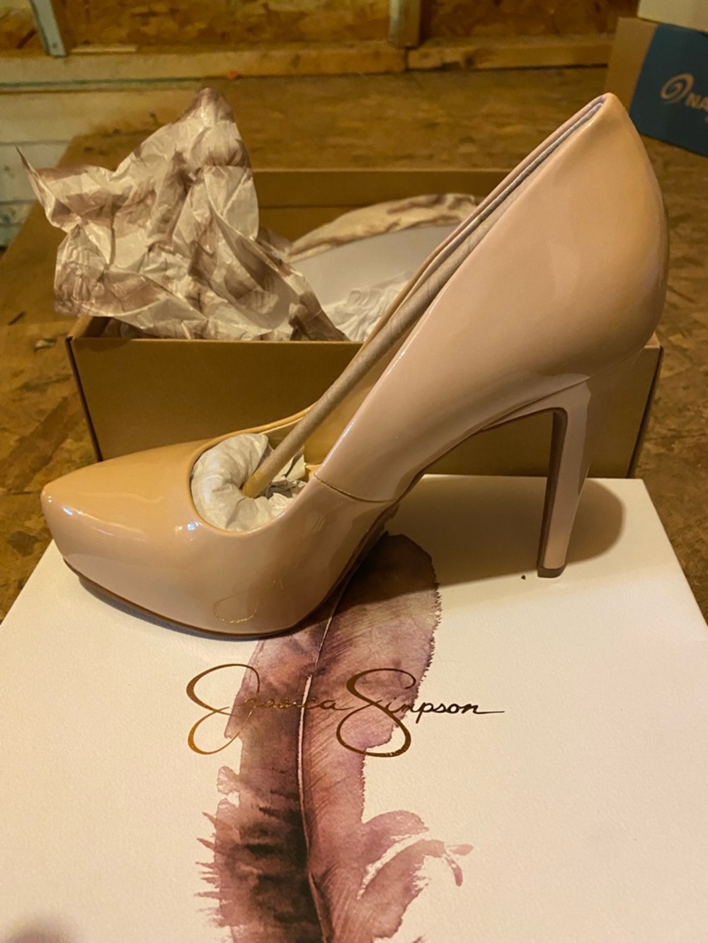 Jessica Simpson Nude Patent Pointed-Toe Stiletto Heels